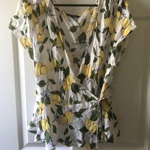 Lemon Tie-Waist Peplum Blouse